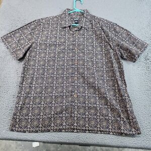 Polo Jeans Co. Ralph Lauren Shirt Mens Medium Blue Geometric Short Sleeve Button